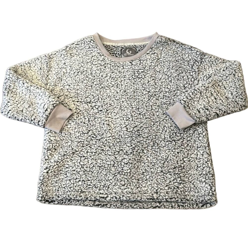 PJ Couture Women's Pullover Plush Sherpa Top Gray Size XL